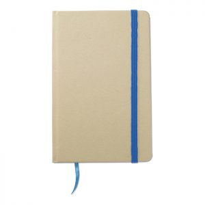 Notesbog med blåt bånd
