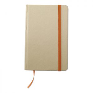 Notesbog med orange bånd