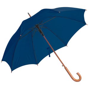 Blå Paraply - Træhåndtag