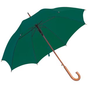 Mørkegrøn Paraply - Træhåndtag