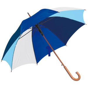 Stribet Paraply - Træhåndtag