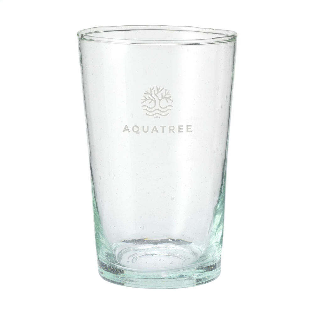 Vandglas af genbrugsglas med logo