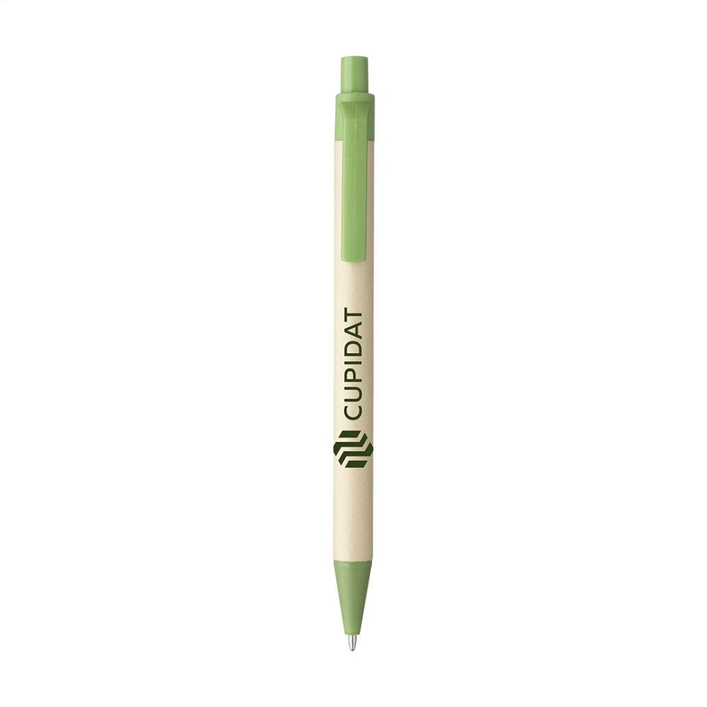 Grøn økologisk kuglepen med logo-tryk