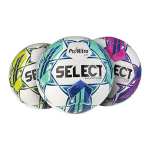 Select Talento DB V23 fodbold med logo i gul, grøn og lilla.